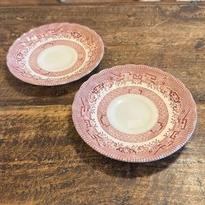 Set of 2 Wessex Collection / Churchill Willow Saucers Made In England Red